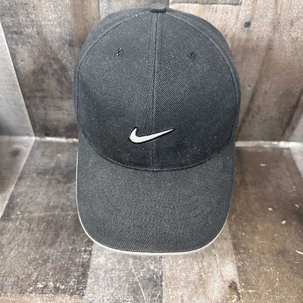 Nike VTG Center Swoosh Logo Hat Ball Cap Adjustable Strap Back Black